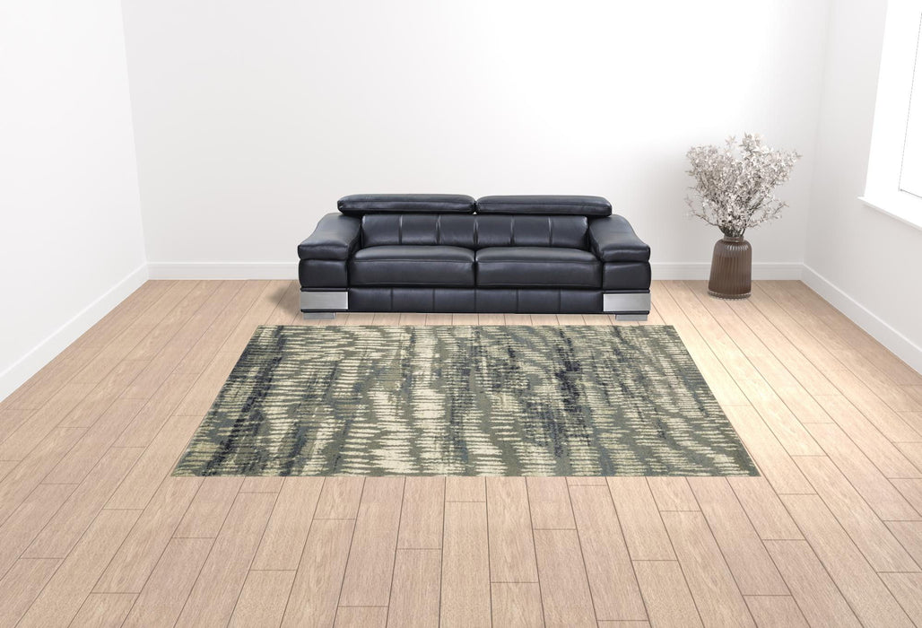 10' x 13' Abstract Power Loom Stain Resistant Area Rug - Gray Beige Blue And Light Blue