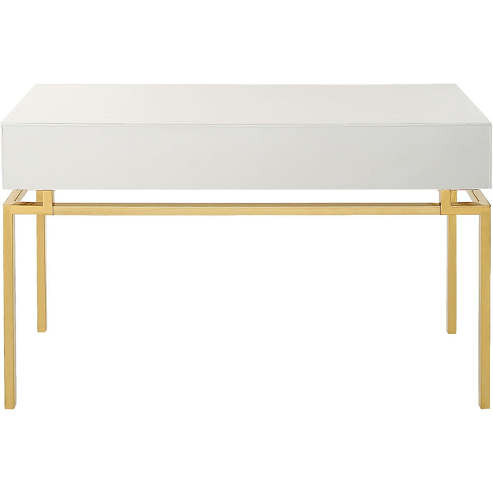 Mirrored Console Table And Drawers - White And Gold