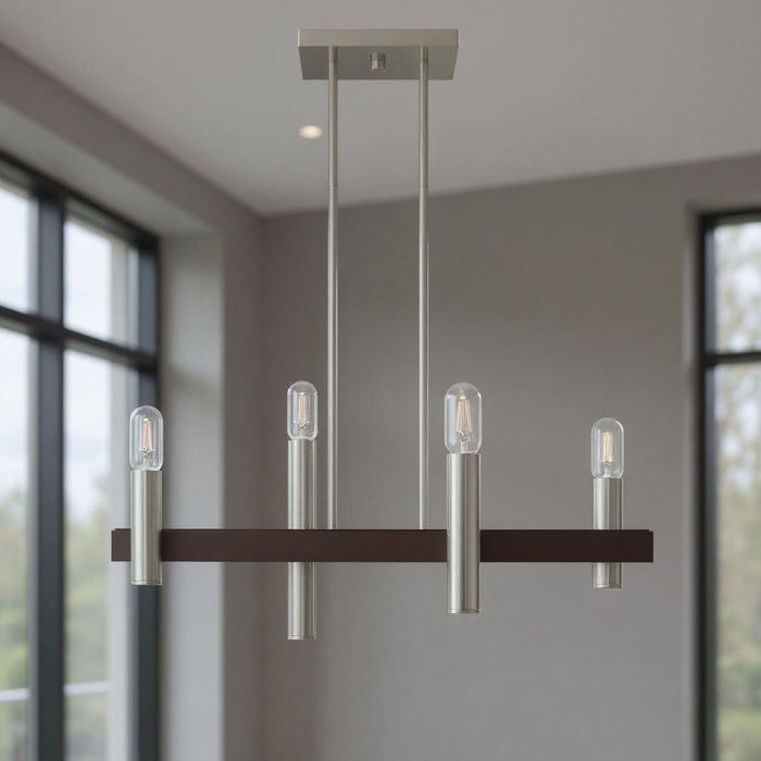 24'' Four Light Dimmable Chandelier With Shades - Bronze