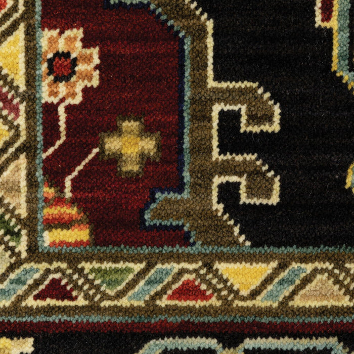 5' x 8' Oriental Power Loom Area Rug - Red And Black