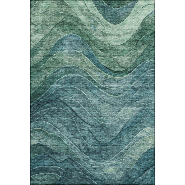 10' X 14' Abstract Washable Area Rug With UV Protection (697614) - Teal / Green