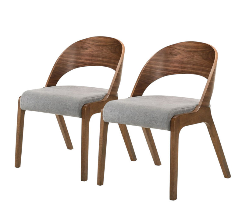 Upholstered Fabric Curved Back Dining Side Chairs (Set of 2) - Brown