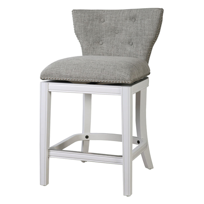 Fabric Solid Wood Low Back Counter Height Swivel Bar Chair (633105) - Gray / White