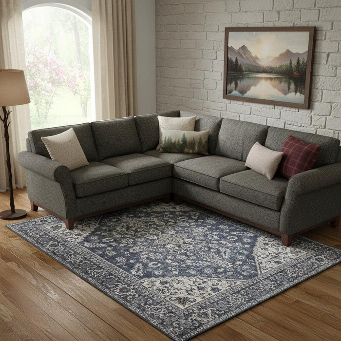 10' X 14' Floral Distressed Area Rug (573755) - Blue