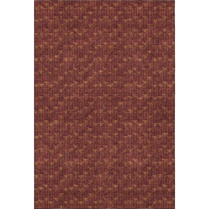 10' X 14' Geometric Washable Area Rug With UV Protection (647080) - Burgundy / Brown