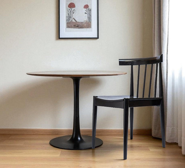 Wood Slat Back Dining Side Chair - Black