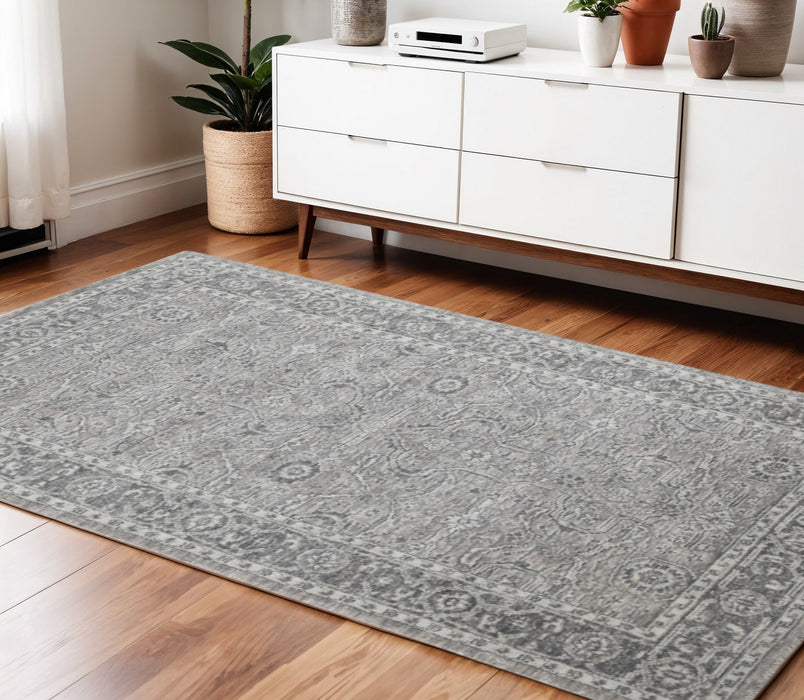 4' X 6' Wool Medallion Hand Woven Area Rug - Gray / Dark