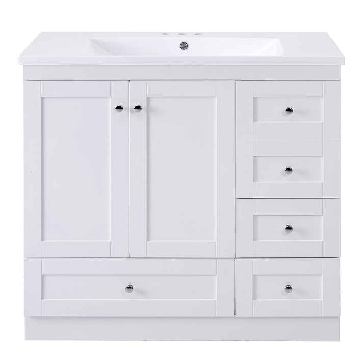Giga shaker free-standing bathroom vanity cabinet with sink, soft-close drawers and doors, modern bathroom storage furniture.