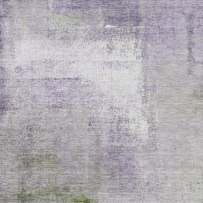 9' X 12' Abstract Washable Area Rug With UV Protection - Purple And Green