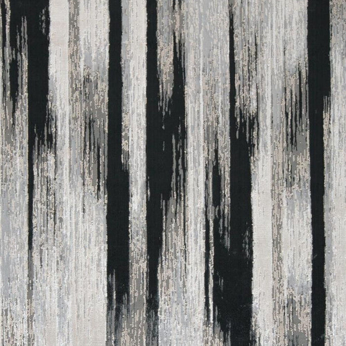 7' x 10' Abstract Power Loom Area Rug - Black Silver And Gray