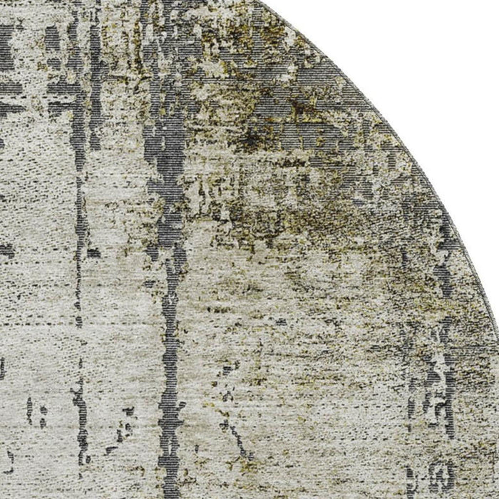 8' Abstract Washable Round Rug With UV Protection - Taupe / Gray