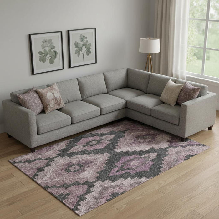 10' X 14' Washable Area Rug With UV Protection (707215) - Blush / Gray