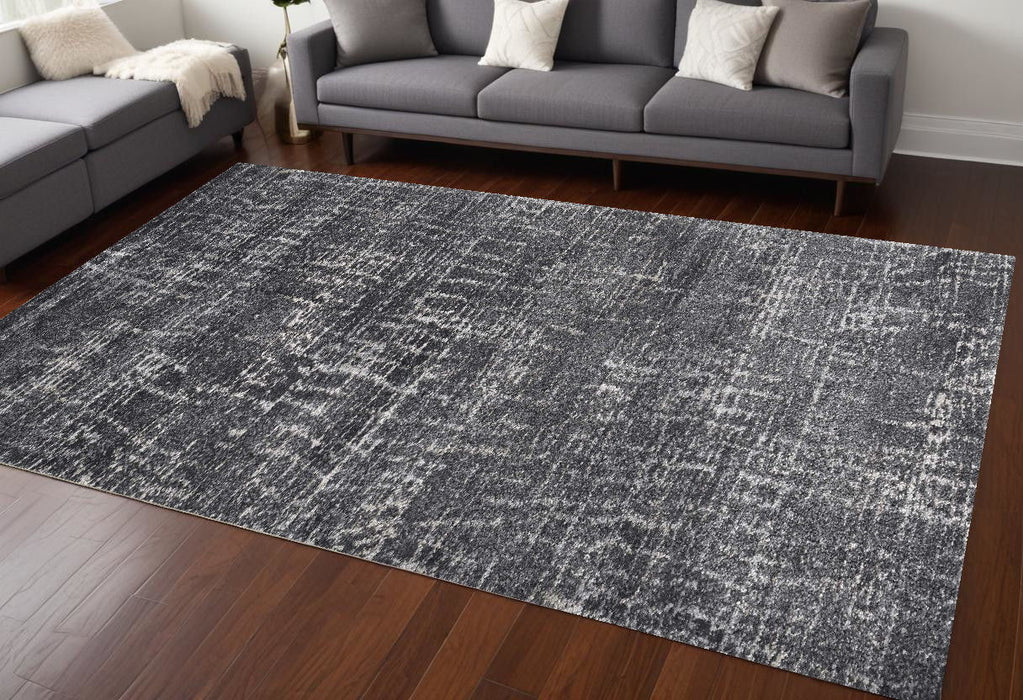 8' x 10' Machine Woven Abstract Scratch Indoor Area Rug - Gray