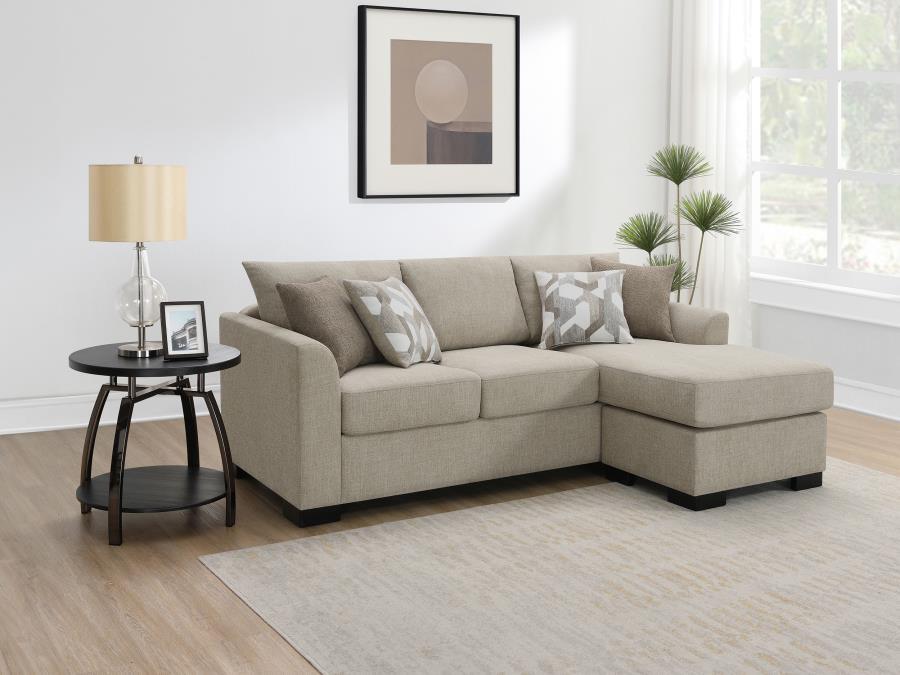 Storey - Upholstered Sleeper Sectional Chaise Sofa - Camel