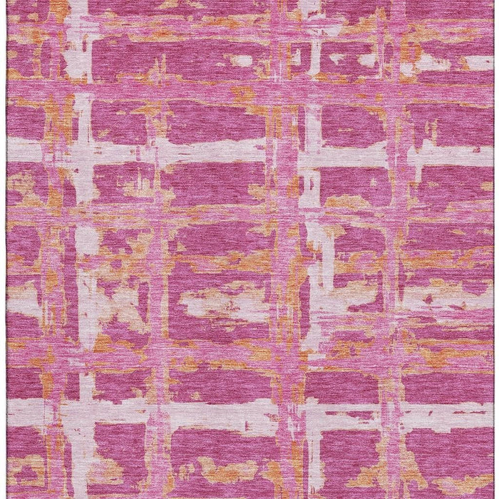 8' X 10' Transitional Striped Washable Area Rug With UV Protection - Blush