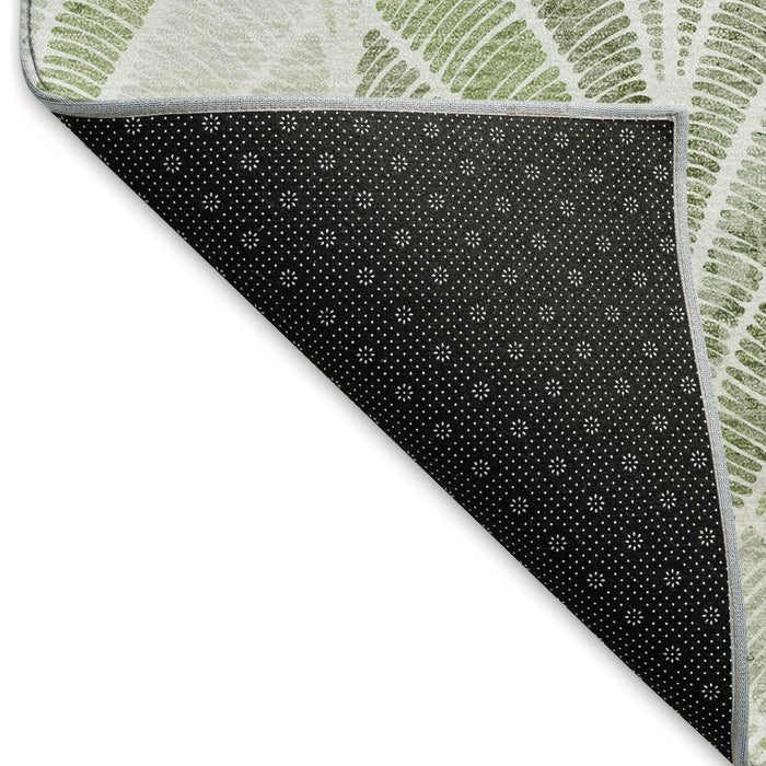 10' X 14' Geometric Washable Area Rug With UV Protection (667623) - Sage / Ivory