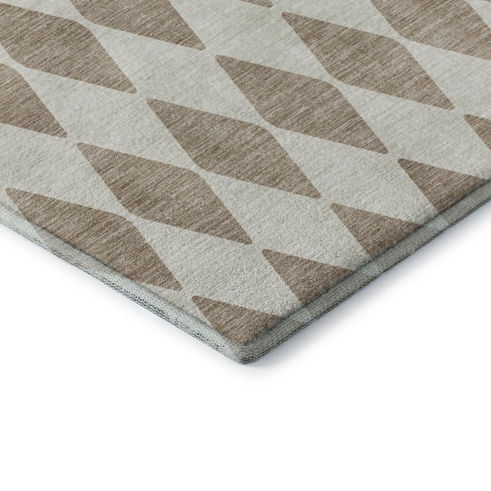 10' X 14' Diamond Washable Area Rug With UV Protection (650134) - Taupe / Ivory