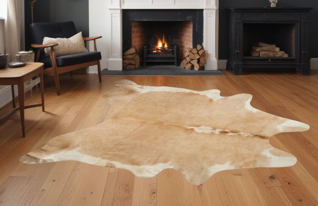 72" x 84" Cowhide - Rug - Tan And White
