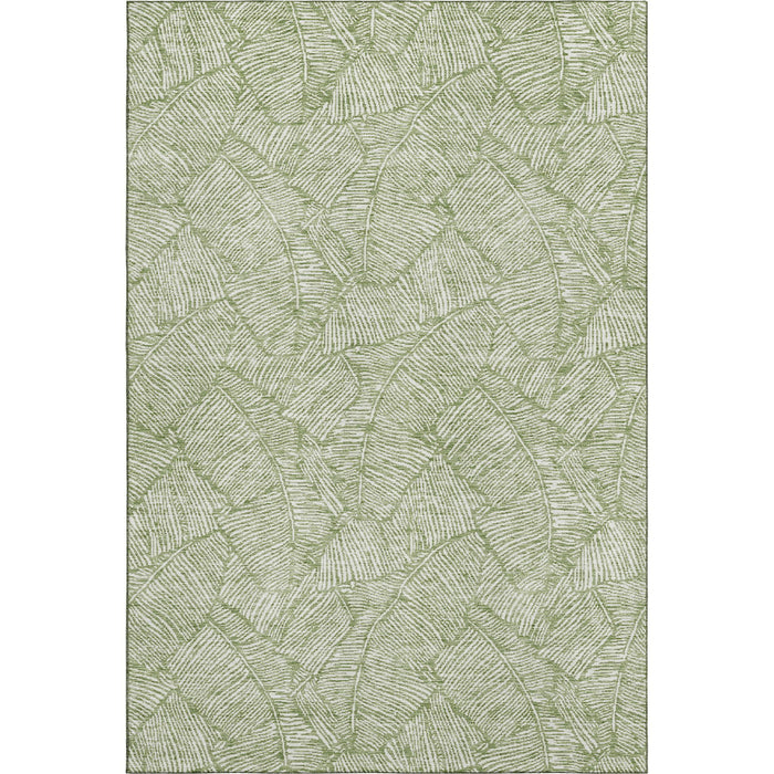 10' X 14' Floral Washable Area Rug With UV Protection (672611) - Green / Ivory