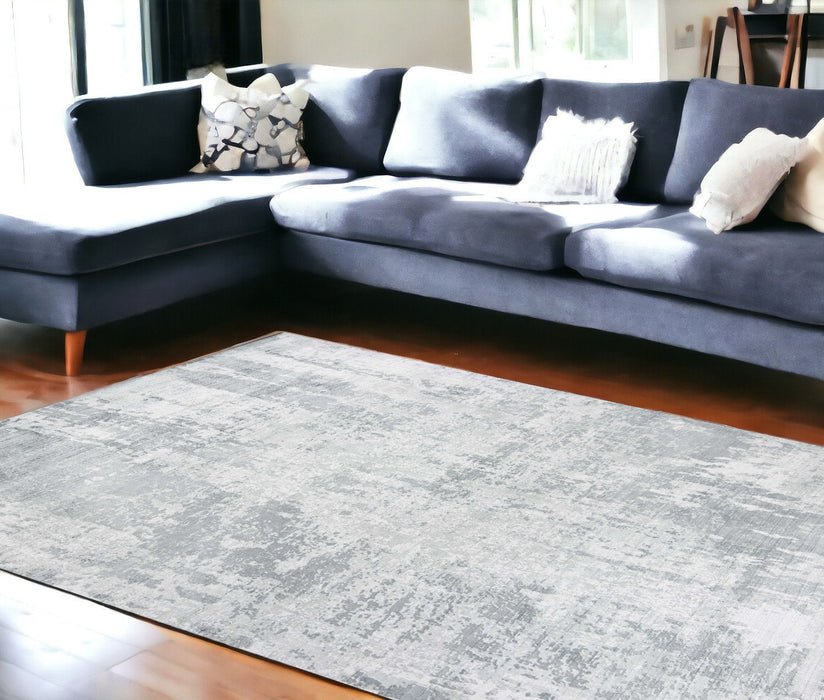 8' x 10' Hand Loomed Abstract Brushstroke Indoor Area Rug - Dew Gray