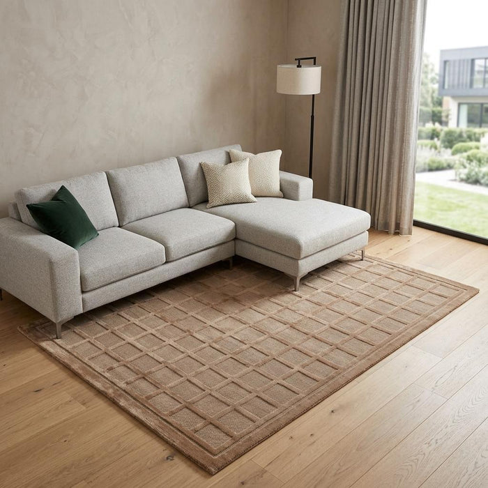 9' X 13' Wool Geometric Hand Knotted Area Rug (744383) - Tan / Brown
