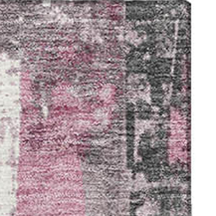 10' X 14' Striped Washable Area Rug With UV Protection (706415) - Blush / Gray