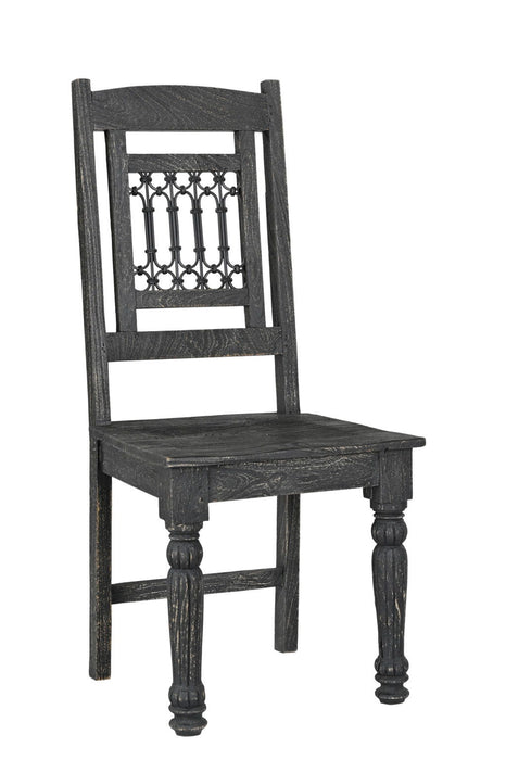 Wood Slat Back Dining Side Chairs (Set of 2) - Black