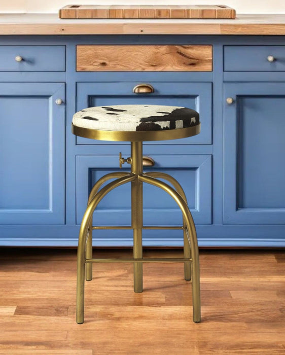 Swivel Backless Counter Height Bar Chair - Multicolor And Gold