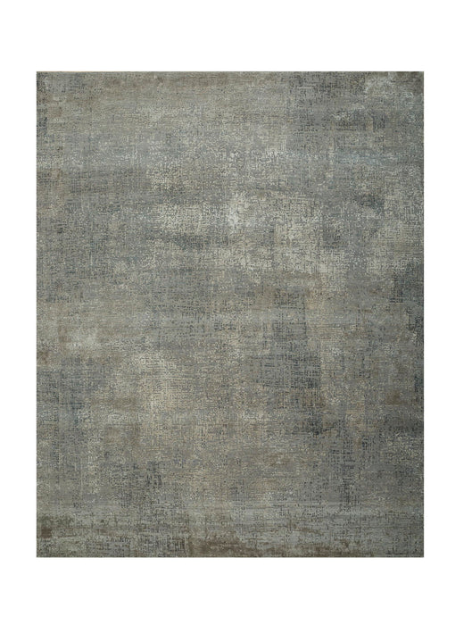 8' X 10' Abstract Hand Knotted Genuine Wool Area Rug - Gray