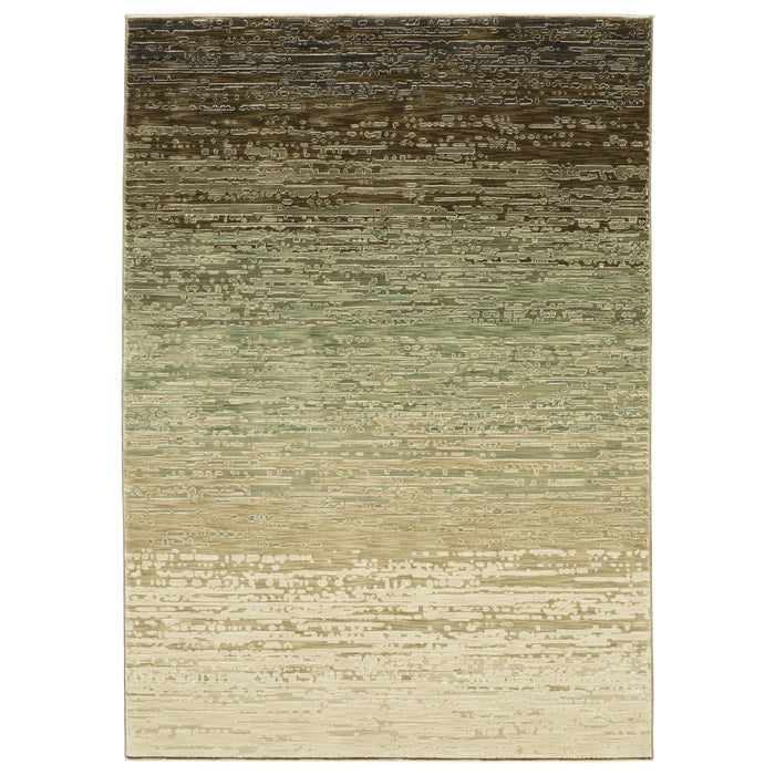 7' X 10' Abstract Area Rug - Brown And Green
