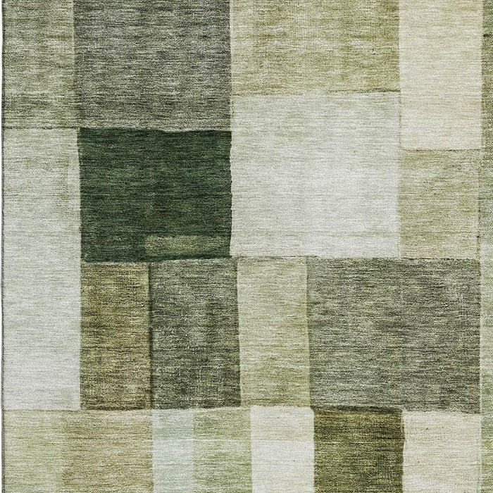 10' X 14' Geometric Washable Area Rug With UV Protection (688249) - Sage / Beige / Gray