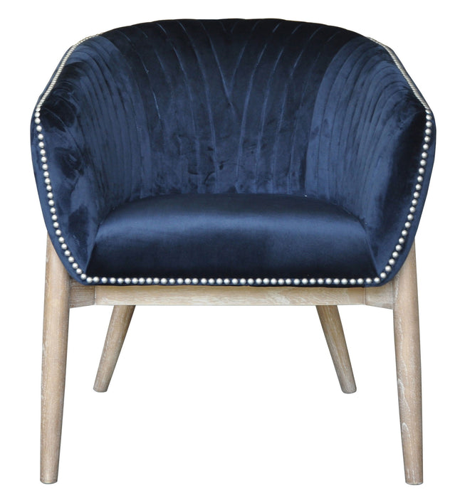 28" Velvet Arm Chair - Blue / Brown