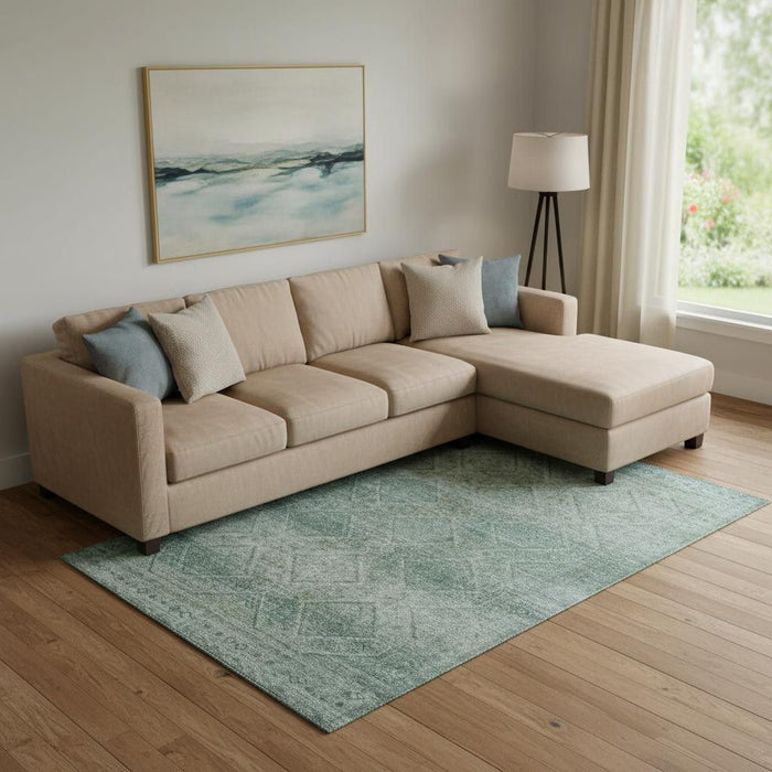 10' X 14' Geometric Washable Area Rug With UV Protection (716767) - Teal / Pale Aqua