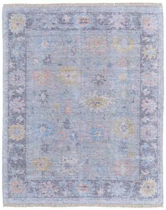 5' X 8' Floral Hand Woven Distressed Area Rug With Fringe - Orange