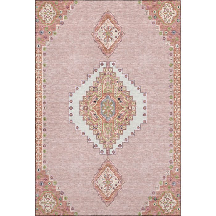 10' X 14' Oriental Washable Area Rug With UV Protection (679600) - Pink / Ivory / Gray