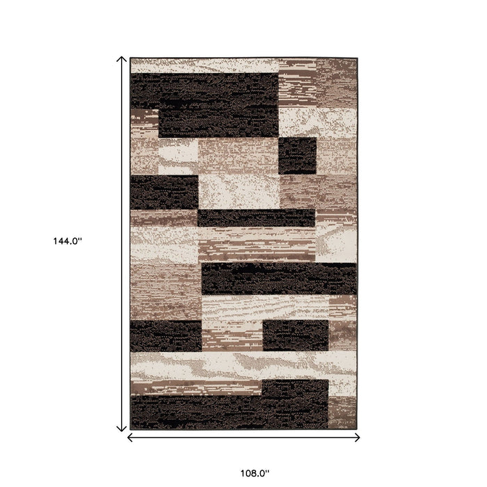 9' x 12' Patchwork Power Loom Stain Resistant Area Rug - Chocolate