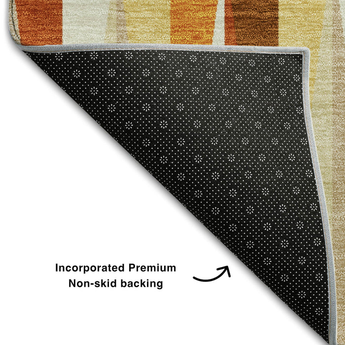 10' X 14' Geometric Washable Area Rug With UV Protection (679450) - Orange / Rust / Ivory