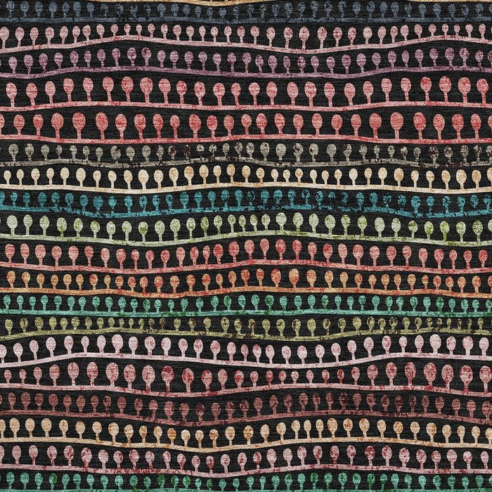 10' X 14' Striped Washable Area Rug With UV Protection - Black And Red