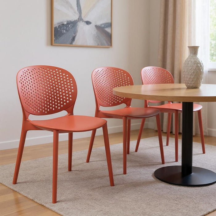 Heavy Duty Plastic Partially Open Back Dining Side Chairs (Set of 4) - Orange