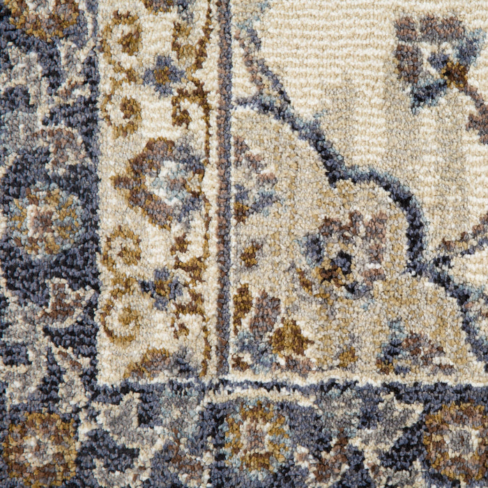 9' x 12' Floral Power Loom Area Rug - Ivory Charcoal And Navy