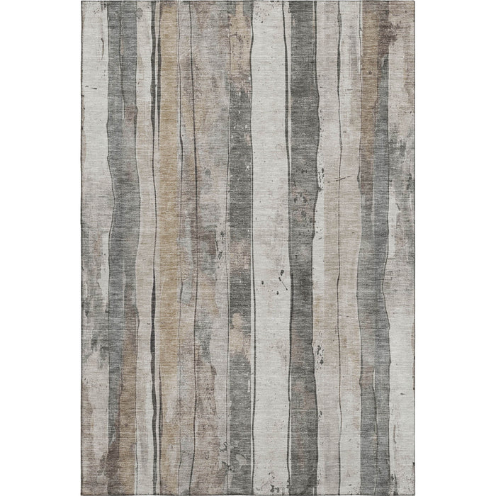 10' X 14' Striped Washable Area Rug With UV Protection (706481) - Beige / Gray