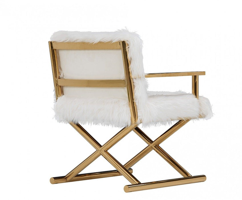 100% Polyester Arm Chair - White And Gold
