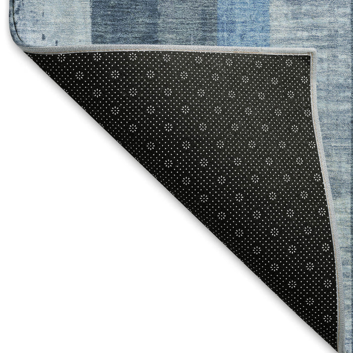 10' X 14' Striped Washable Area Rug With UV Protection (697284) - Blue / Gray