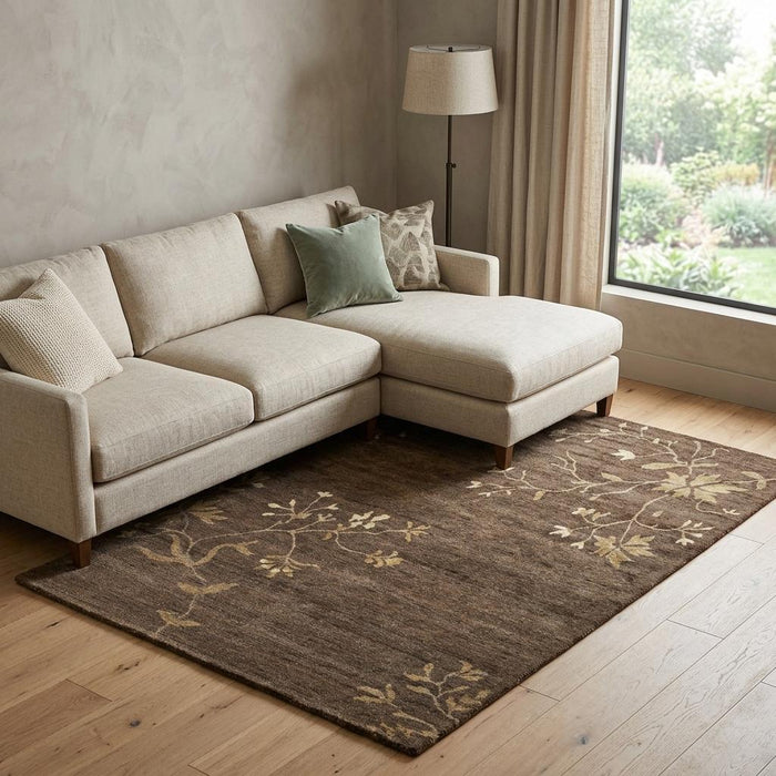 8' X 10' Wool Floral Hand Knotted Area Rug (744289) - Green / Gold