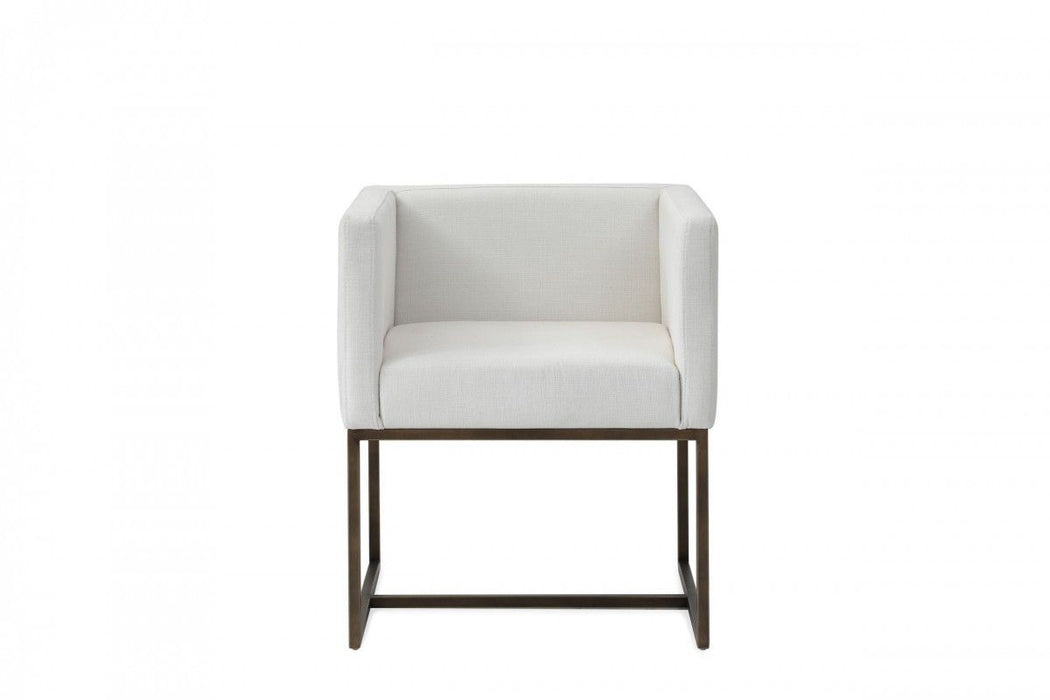 Upholstered Fabric Dining Arm Chair - Off White