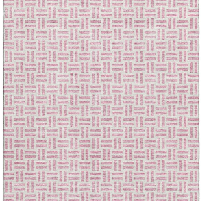 10' X 14' Geometric Washable Area Rug With UV Protection (677267) - Pink / Ivory