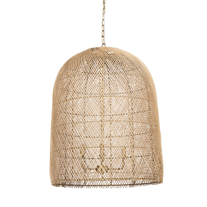 Four Light Rattan Dimmable Chandelier With Shades (731405) - Gold