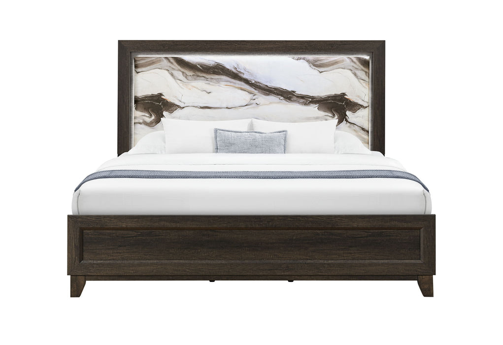 Harmony - 5 Piece King Bedroom Set (Bed, Dresser & Mirror, Nightstand, Chest) - Dark Brown