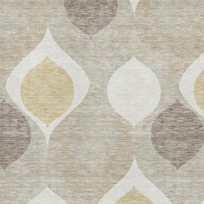 8' X 10' Ogee Washable Area Rug With UV Protection - Beige
