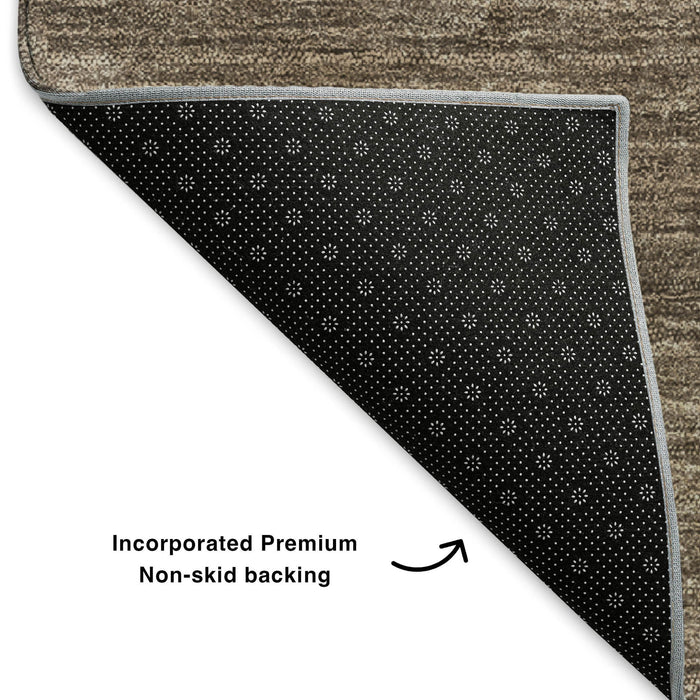 10' X 14' Abstract Washable Area Rug With UV Protection (653578) - Chocolate / Ivory